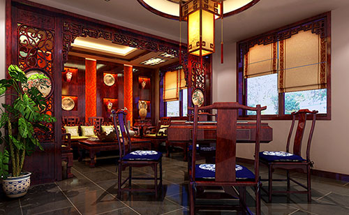 红岗古典中式风格茶楼包间设计装修效果图